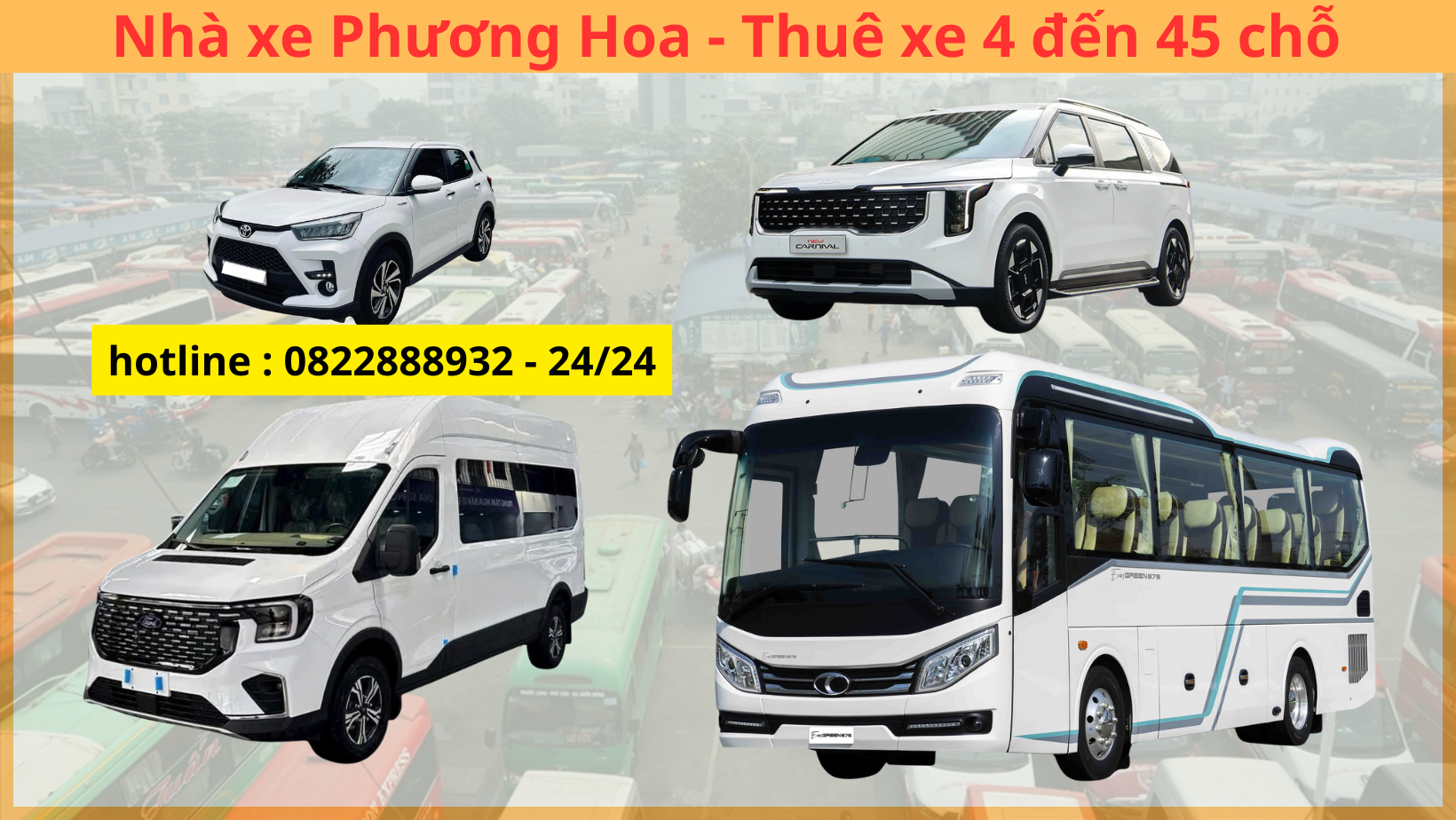 nhà xe phương hoa - xe du lịch tù 4 đến 45 chỗ tại TP HCM