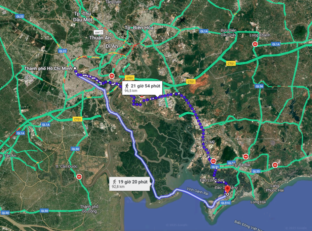 Từ TP HCM đến Vũng Tàu bao nhiêu km