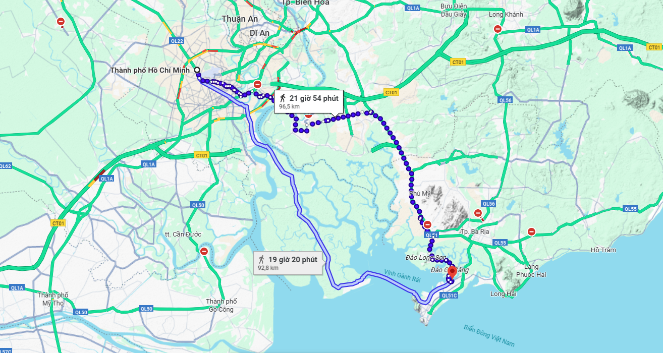 Từ TP HCM đến Vũng Tàu bao nhiêu km